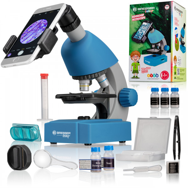 Bresser Junior 40x-640x mikroskops (zils)
